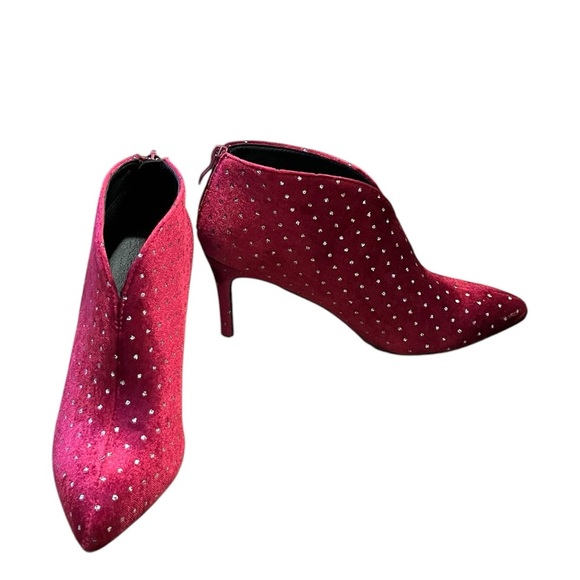 Allegra K Women's Burgundy Cutout Pointed Toe Heel Ankle Booties Size: 8 - Picture 1 of 6